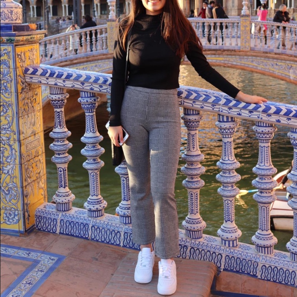 Gingham flare pants